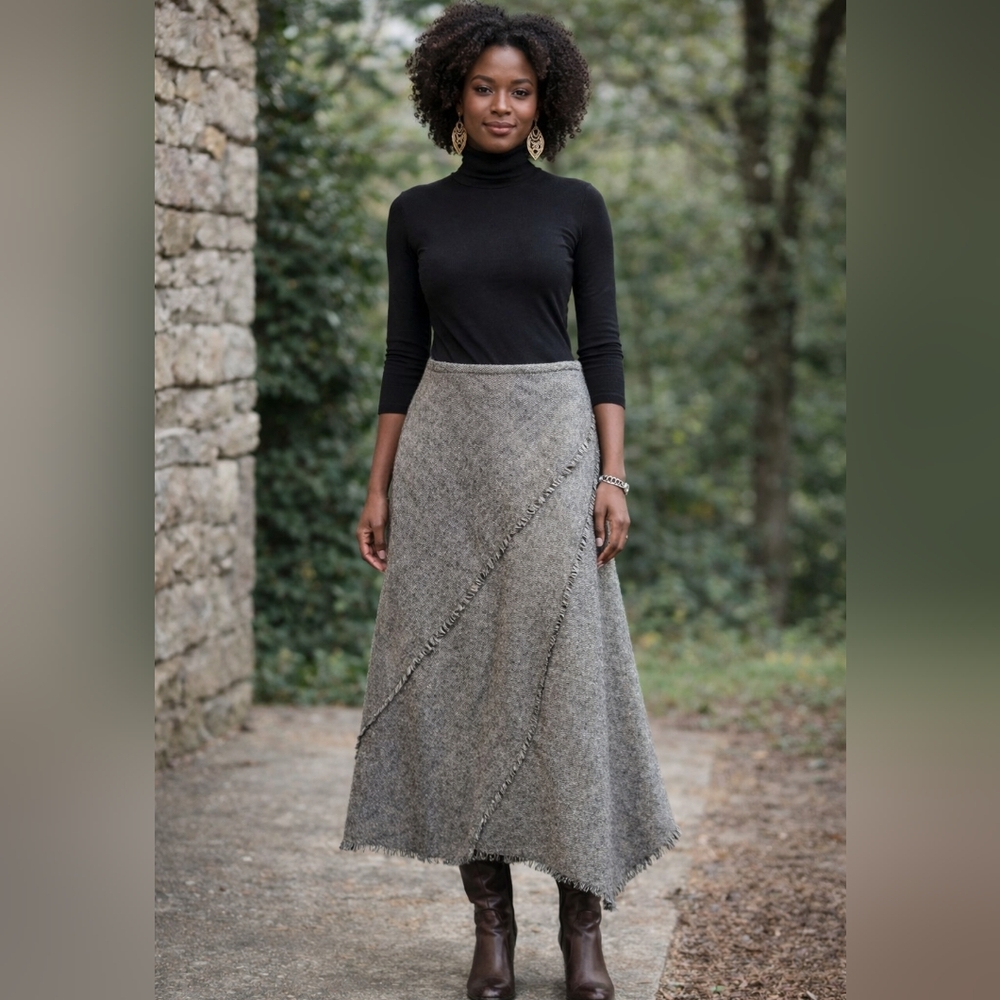 Vintage David N Tweed Asymmetrical A-Line Skirt Women's 10‎ (8) Wool Blend RARE